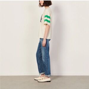 Sandro Paris green and cream T-shirt medium